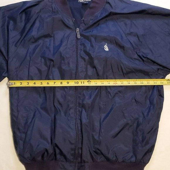 VINTAGE 90's Nautica Spell out Windbreaker/Bomber Jacket zip up Blue Men's L XL - Picture 8 of 10